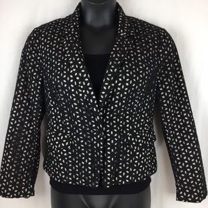 LOFT Black Eyelet over Beige Blazer Jacket EP9